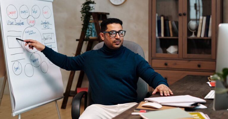 Przykład funkcjonalnego biura domowego z komputerem i systemem CMS